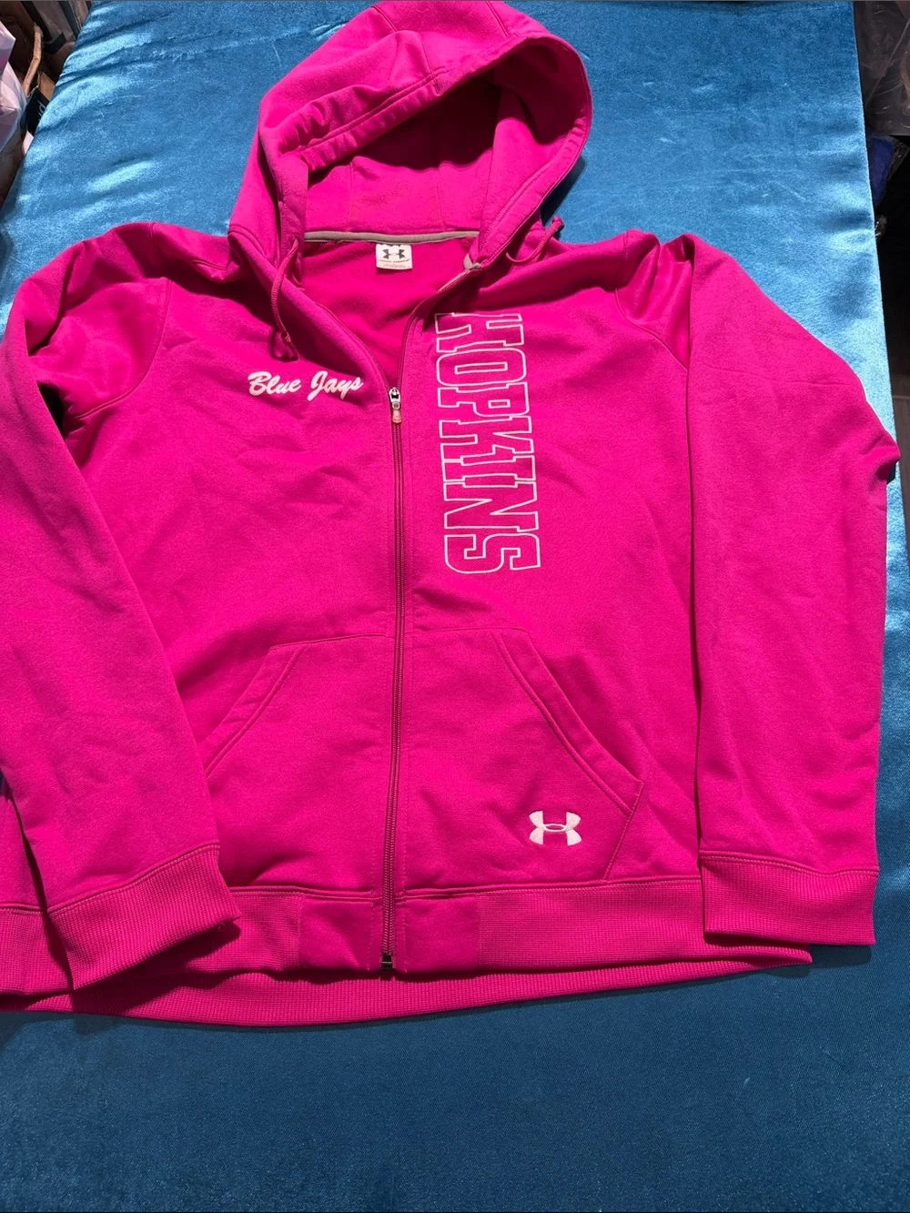 Under Armour Kids Hot Pink Full-Zip Hoodie - Hopkins Blue Jays